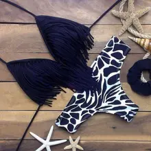 Tassel quente conjunto de biquíni maiô feminino bandeau biquíni franja biquini brasileiro maiô meninas banho biquini natação(China)