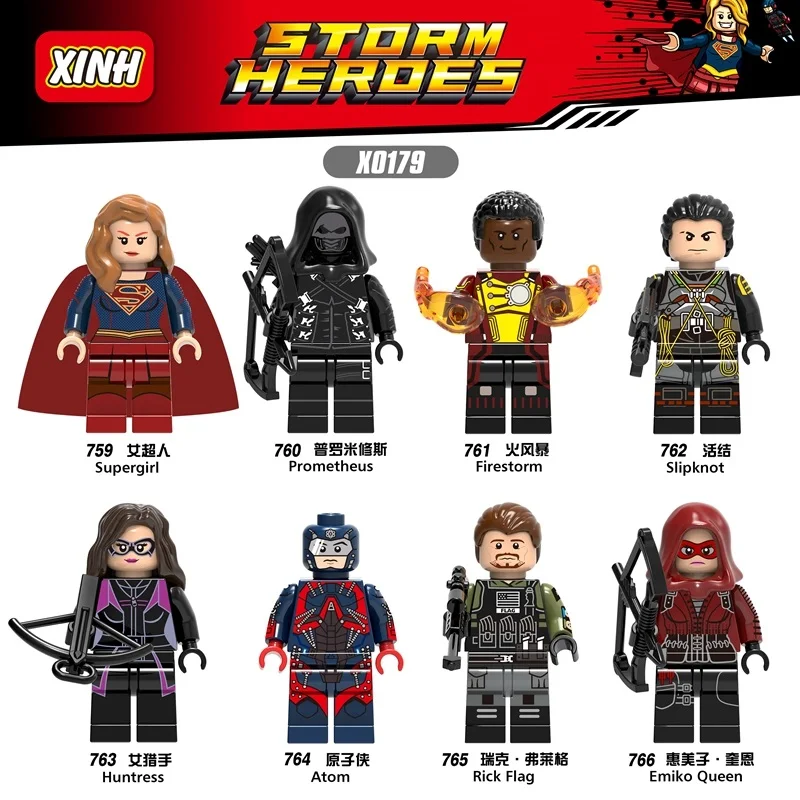 

Single DC Super Hero Atom Rick Flag Legoings Supergirl Huntress Emiko Queen Justice League Figure Buidling Blocks Toys for Kids