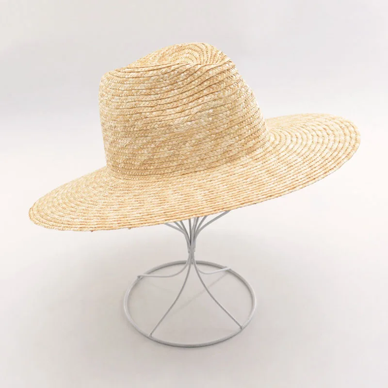 Мужская и женская летняя джазовая шляпа, вязаная крючком, пшеничная соломенная шляпа, самодельная, ручная работа, миллинери, основа, фетровая шляпа, Панама, Пляжная, УФ-шляпа от солнца - Цвет: Natural