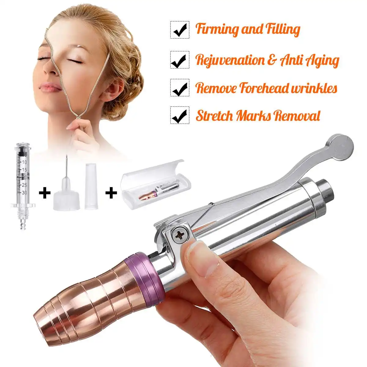

Injection Pen Massage Atomizer Pen Kit Adjustable Peptide Therapy Pressure Acid Anti Wrinkle Water Syringe Facial Beauty Tool