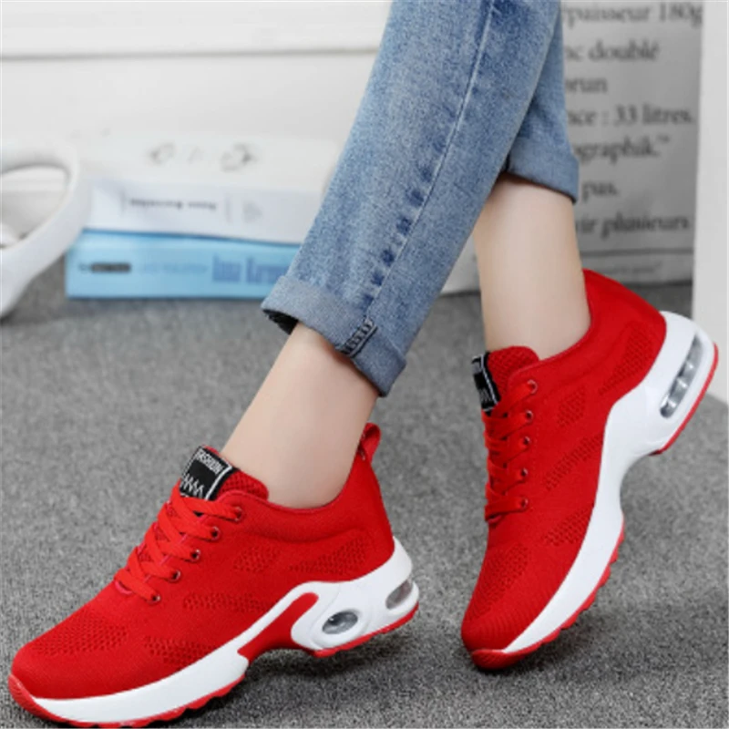 

2019 Hot Sale Fashion Women Casual Shoes Four Seasons Leather Net Woman Cushion Air Damping Shoes Zapatos Mujer Tenis Feminino