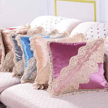 

Free Cushion cover office Lace decorative lace pillow cushions Velvet lace car pillow Decorative cushion