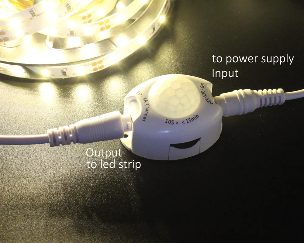 12V 모션 센서 라이트 스위치 5V DC 활성화 타이머 자동 이동 감지기 ON OFF LED 스트립 라이트 PIR 모션 센서 스위치