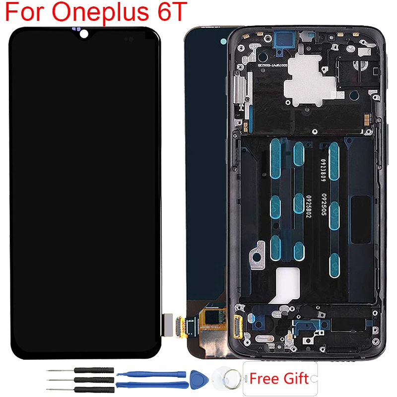 AMOLED lcd для Oneplus 6 T дисплей рамка сенсорный экран в сборе Замена 6,41 дюймов 2340*1080 стеклянный экран
