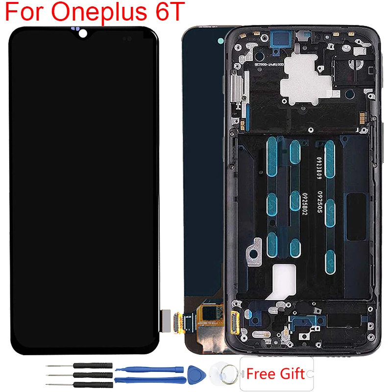 

Original AMOLED LCD For Oneplus 6T Display Frame Touch Screen Assembly Replacement 6.41 Inch 2340*1080 Glass Screen
