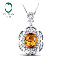 7x9 мм овальной огранки 14kt белого золота 2.15ct цитрин и 0.28ct с алмазной вставкой кулон для помолвки