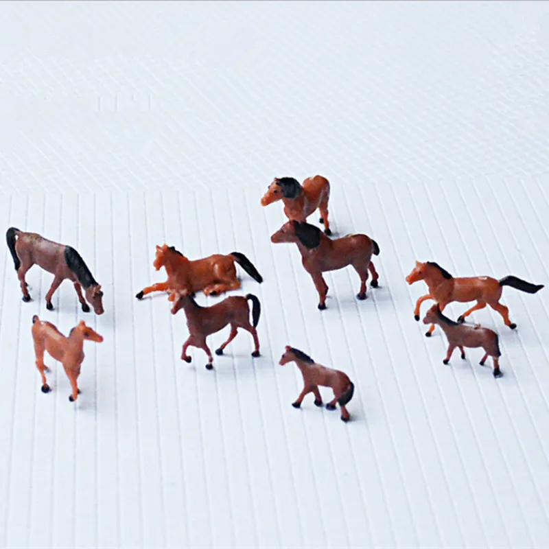 

15 Pieces/lot Scale Plastic Miniature Model Horse 4 Styles 1:87 For Building Trains Railroad Layout Scenery Landscape Accessorie