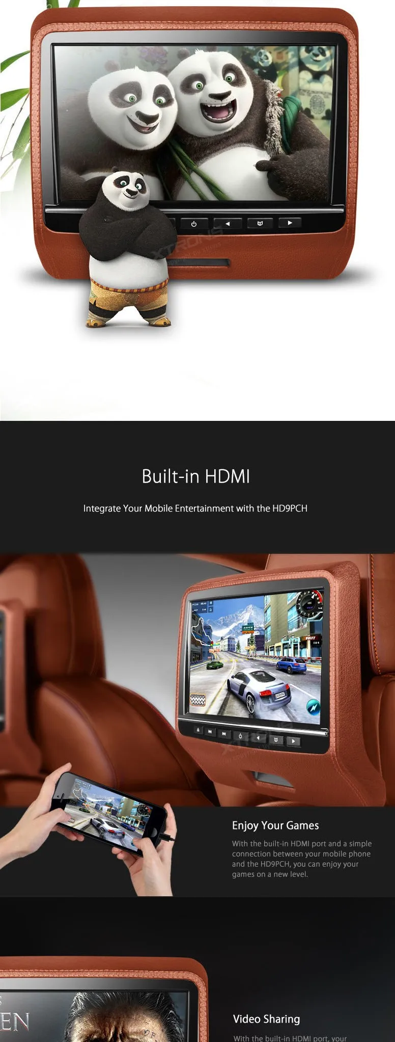 Top 2*9" Leather Style Brown Color Headrest Car DVD Headrest DVD Headrest Monitor DVD with HDMI Port & 2 IR/FM Headphone Included 3 Top 2*9" Leather Style Brown Color Headrest Car DVD Headrest DVD Headrest Monitor DVD with HDMI Port & 2 IR/FM Headphone Included 3