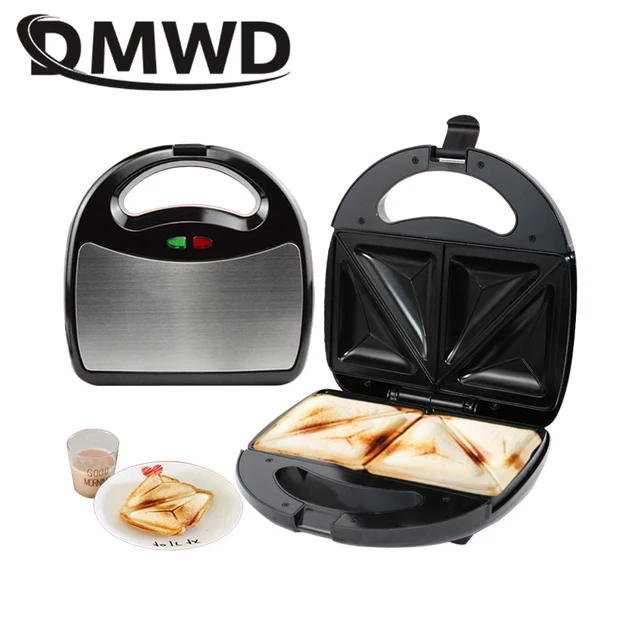 Best Offers DMWD Electric Sandwich Maker Household Mini Grill Bread Waffle Pancakes baking Machine Non-stick Iron Pan Cake Oven 750 watts EU