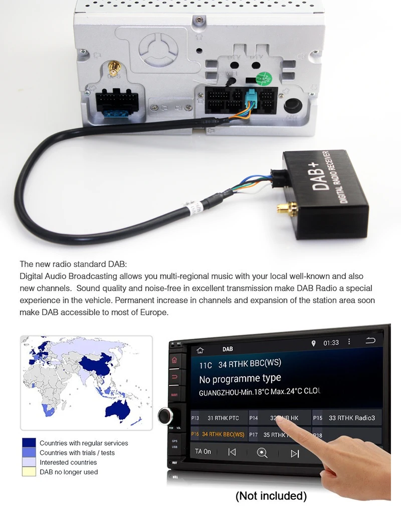 Sinairyu DAB+ DAB Box цифровая аудио вещательная система цифровой радиоприемник коробка для "KLYDE" Android 6.0.1 dvd-плеер