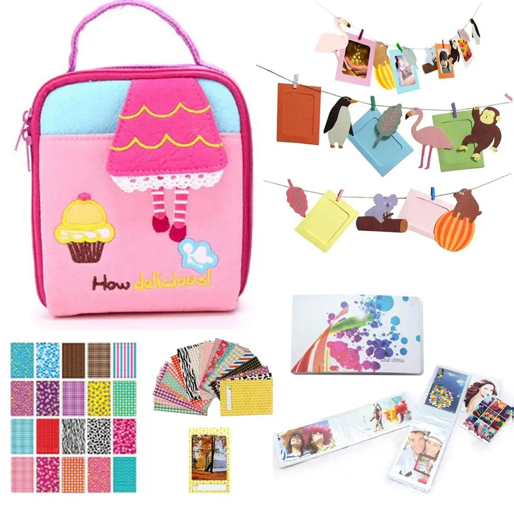 

4 in 1 Camera Accessories Bundle Kit for Fuji Polaroid Instax Instant Mini Camera Protective Bag/Album/Hanging Frames/Stickers
