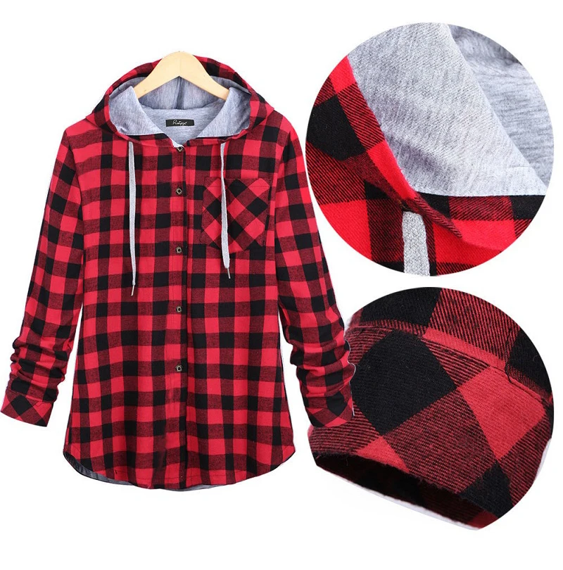 Свободная хлопковая клетчатая Женская куртка с капюшоном и длинным рукавом, осень, Осень-зима размера плюс 5XL, Повседневная Женская куртка