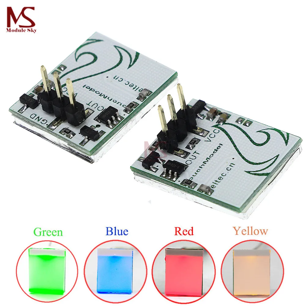 

1pcs Capacitive Touch Switch Module HTTM Series 2.7V-6V Strong anti-interference Red Green yellow Yellow Color Colorful LED