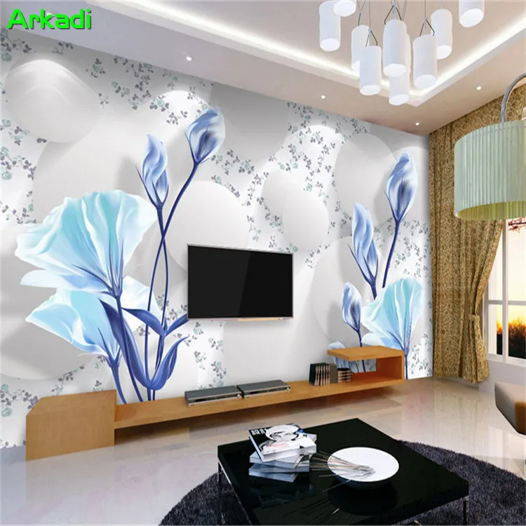 

Simple and modern 3D Butterfly Love Flower Mural Living room TV backdrop Elegant fresh home decoration