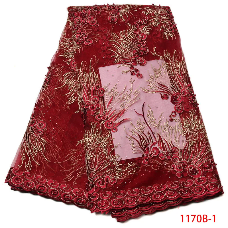 

2017 New Arrive Nigeria Lace Fabric Tulle Lace Fabric Embroidered Mesh African Lace Fabrics Colorful Clothing NA1170B-1