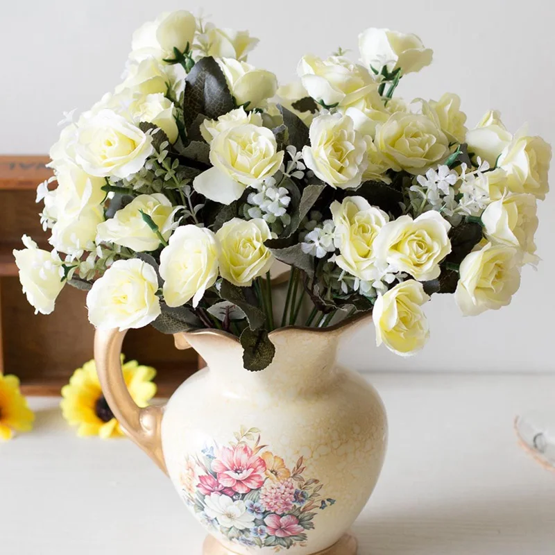 1 букет 15 головы искусственная роза цветы красочный цветок для свадьбы украшения для офиса дома