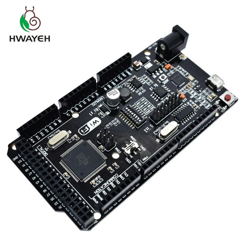 Hwayeh Mega2560+ Wi-Fi, R3 ATmega2560+ ESP8266 32Мб оперативной памяти, USB-TTL CH340G. Совместимость для Arduino Mega NodeMCU для WeMos ESP8266