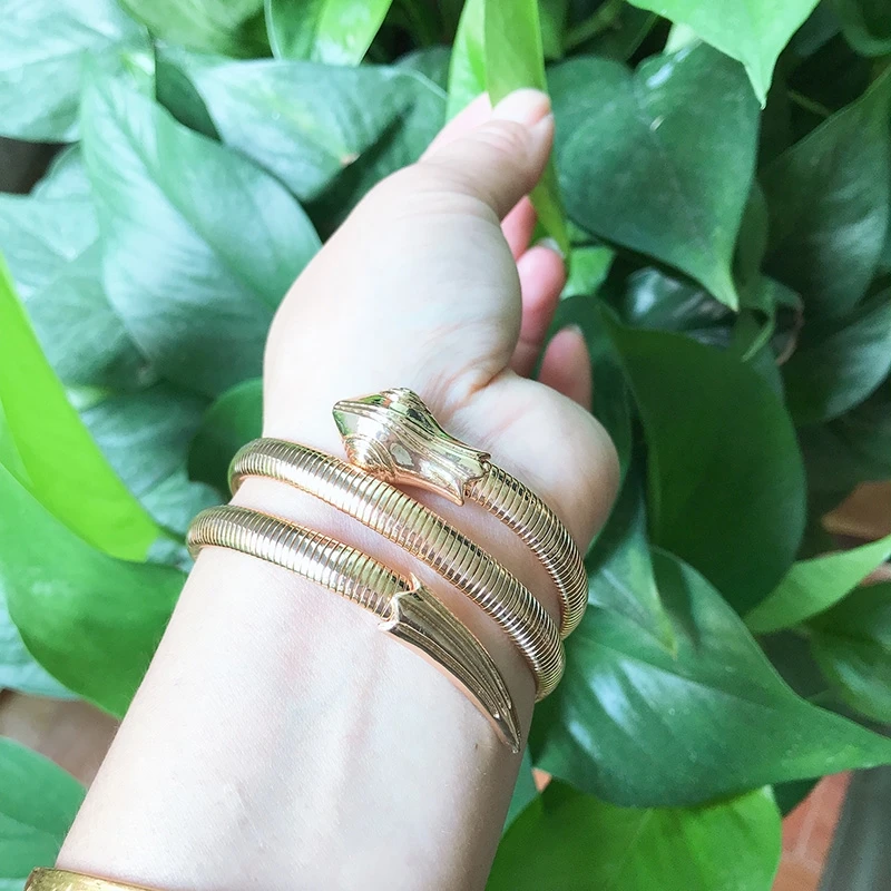 

NeeFuWoFu snake Bracelets Copper spring bracelet Bangles Woman Gradient Manual for National Charm Jewelry Gift
