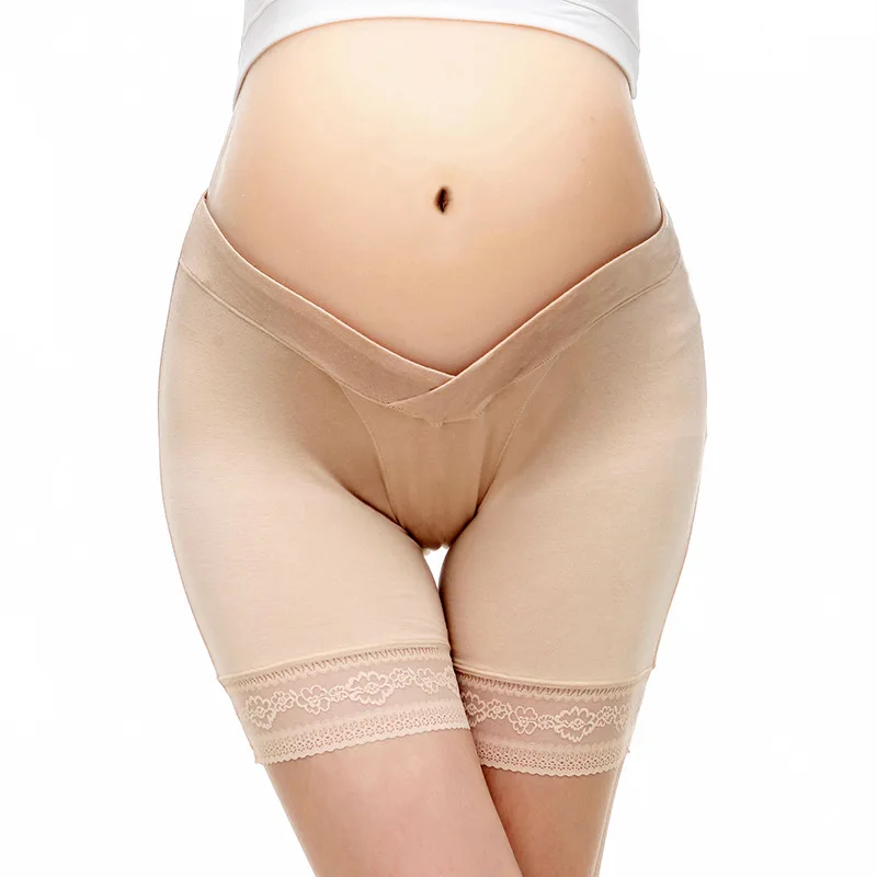2шт LXXU Мумия Нижнее Белье для беременных безопасный предотвратить воздействие сексуальный модный живот ребенка защиты надежные кружевные Панталоны - Цвет: Skin Lace