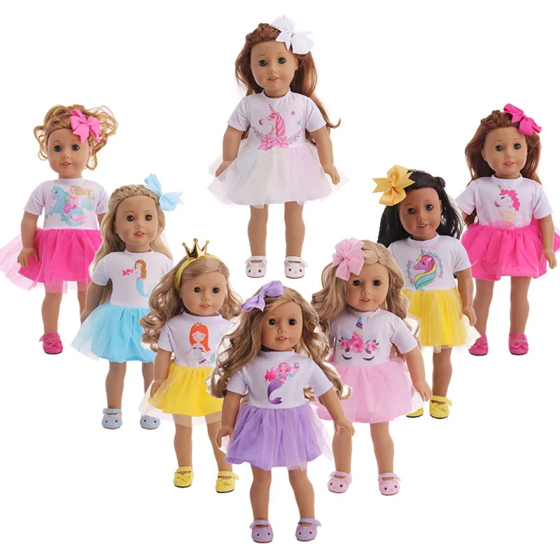 

luckdoll Stylish and beautiful unicorn dress for 18 inch and 43 cm American doll