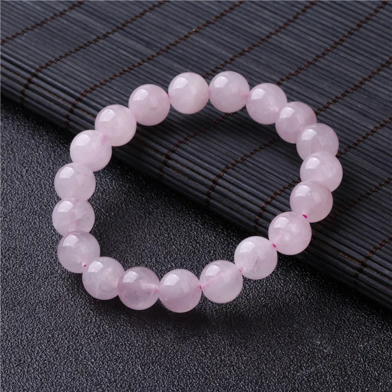 Wholesale Pink Powder crystal Quartz Natural Stone Streche Bracelet Elastic Cord Pulserase Jewelry Beads Lovers woman Gift