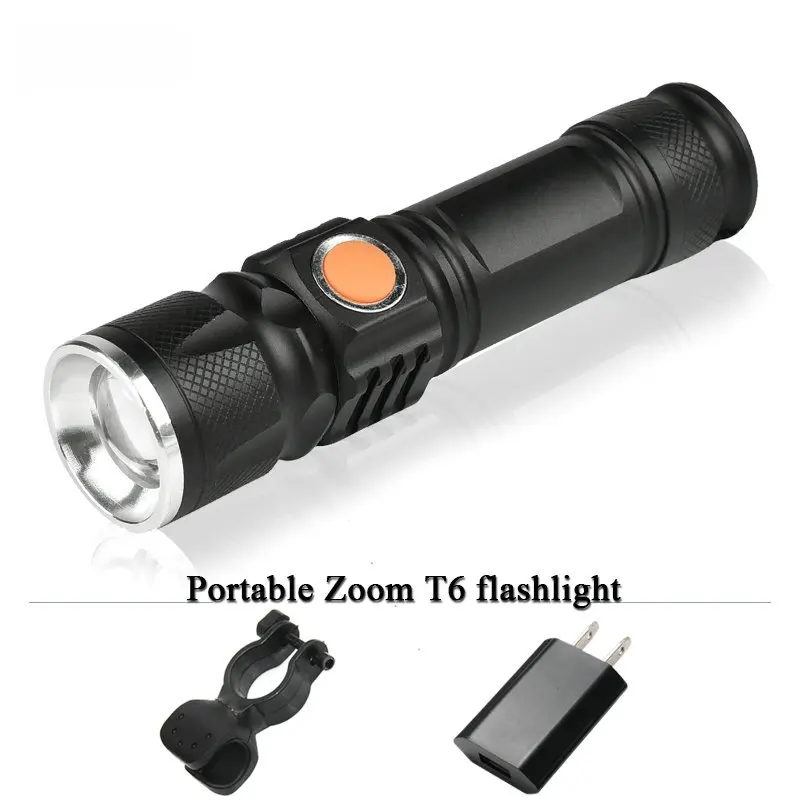 

mini Portable led flashlight usb charge torch cree xml t6 waterproof lanterna zoom camping flash lamp bike light