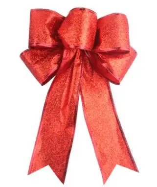 2 шт изысканный ручной 25 см Золотой/серебристое окаймление красный фланелет ленты Рождественский ошейник фестиваль оплетка вечерние украшения дерева - Цвет: red2