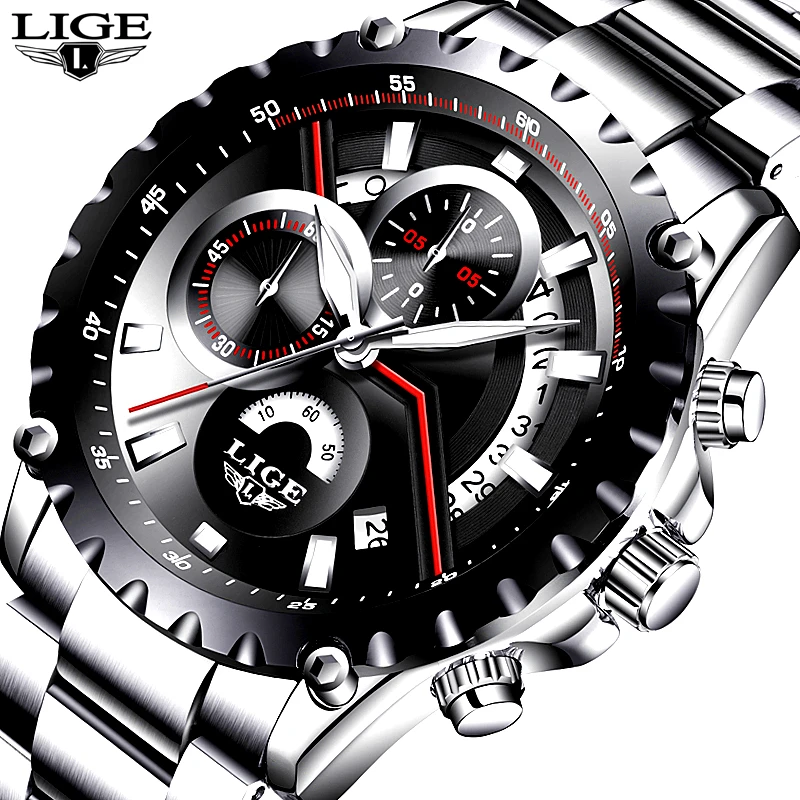 

LIGE Watch Men Fashion Sport Quartz Clock Mens Watches Top Brand Luxury Full Steel Business Waterproof Watch Relogio Masculino