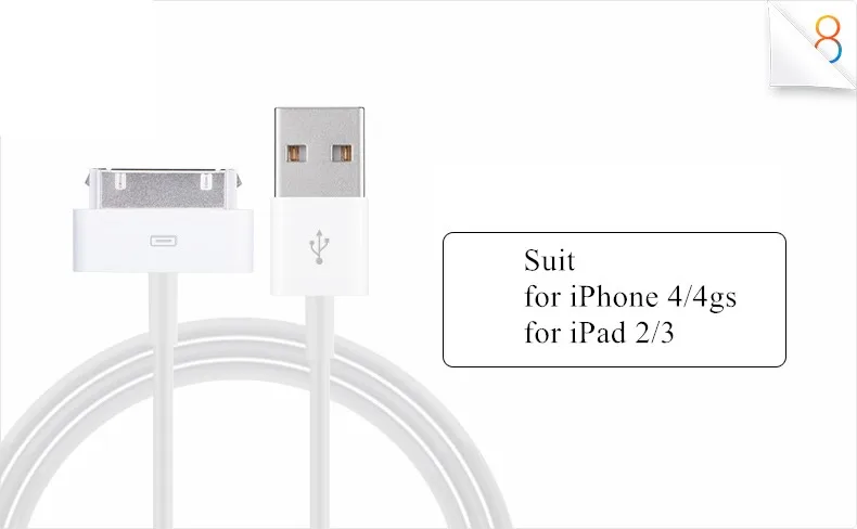 GUSUG USB кабель для быстрой зарядки для iPhone 4 s 4S 3g S 3g iPad 1 2 3 iPod Nano itouch 30 Pin оригинальное зарядное устройство адаптер для синхронизации данных cor