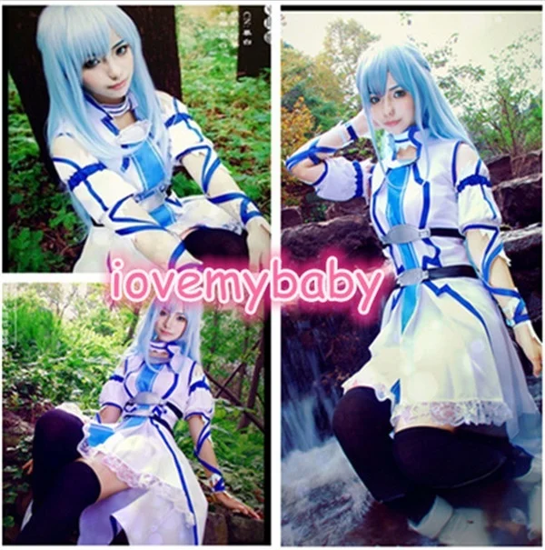 Новый аниме Sword Art Online SAO ALfheim Kawaii Yuuki Asuna Униформа белый и синий костюм феи наряды| |