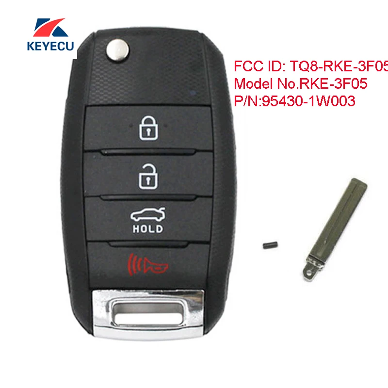 KEYECU Replacement Flip Remote Car Key Fob 3+1 Button 315MHz for Kia Rio 2014 2016 FCC ID TQ8