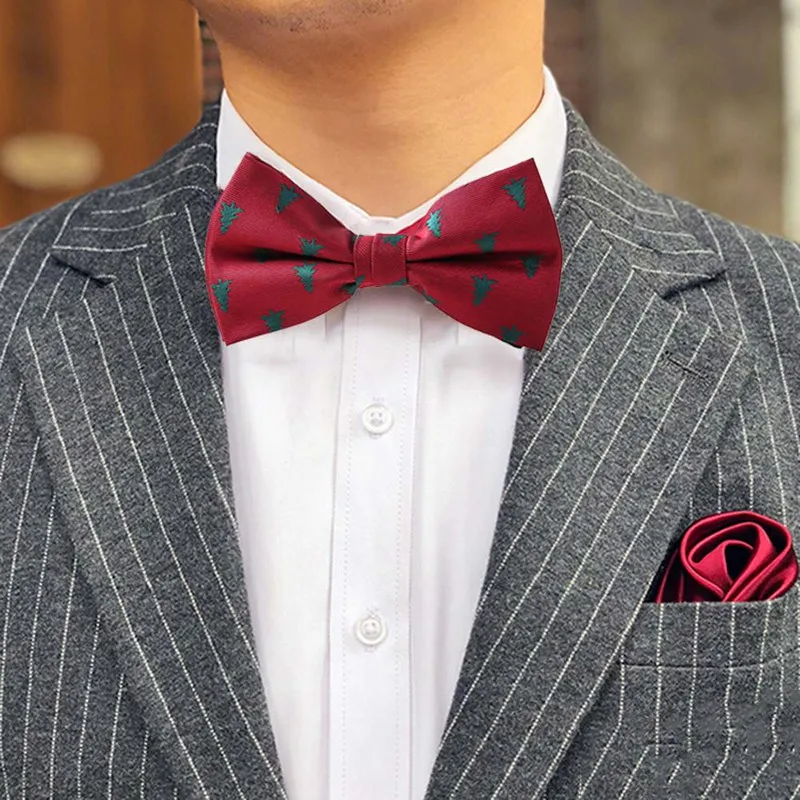 

Christmas Bow Tie Men's Fashion Black Bowtie Red For Festival Green Tree Santa Claus Snowflake Bow Ties For New Year's Gift
