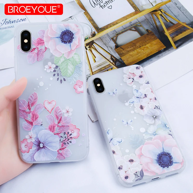 

Fitted Case For iPhone 7 8 Plus SE 5S 5 Cases Transparent Clear Silicone Soft Case For iPhone X 6 6S Plus Case 3D Relief Cover