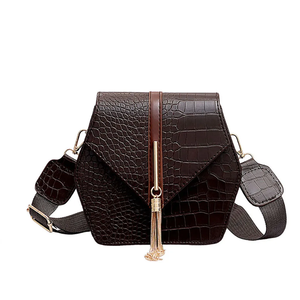 Маленькая женская сумка из искусственной кожи крокодила, женские сумки с кисточками, клатч, дизайнерская брендовая сумка через плечо, кошелек, сумка# T2G - Цвет: Coffee