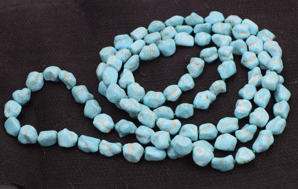 Howlite Бирюзовый Зеленый барокко 11-14 мм Ожерелье 50 дюймов бусины натуральные fppj женщина