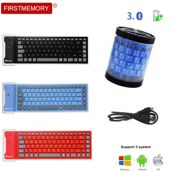 

Wireless Keyboard Bluetooth Silent 87key Keypads Foldable Roll Up Soft Silicone Flexible Teclado For PC Huawei Iphone Tablet