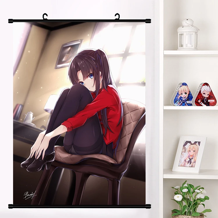 Японский аниме Fate/stay night Tohsaka Rin сексуальный косплей настенная прокрутка роспись