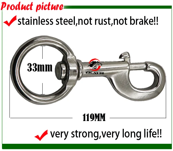 Вертлюжный болт из нержавеющей стали для веревка для лошади чомбур, размер: 119X33 мм, 105 г, очень большой, очень сильный(BK8145L
