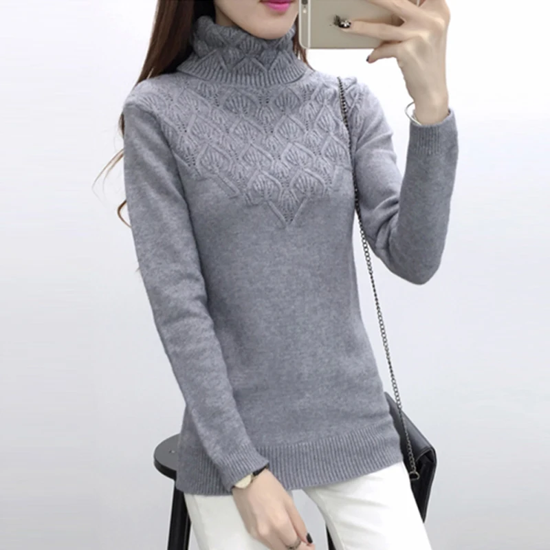 Knitted And Pullovers women sweater 2019 Autumn Winter Casual Turtleneck long sleeve pullover Fashion Pull Femme | Женская одежда