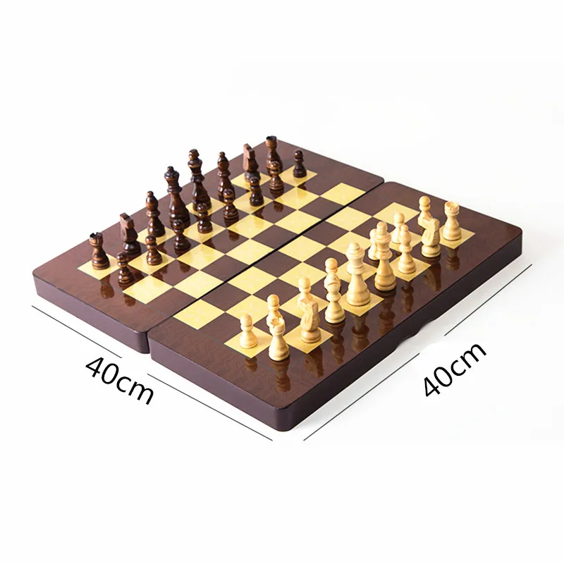 

Superior Quality 50*50cm International Chess Set 3 in 1 Travel Games Chess Entertainment Wooden folding chessboard