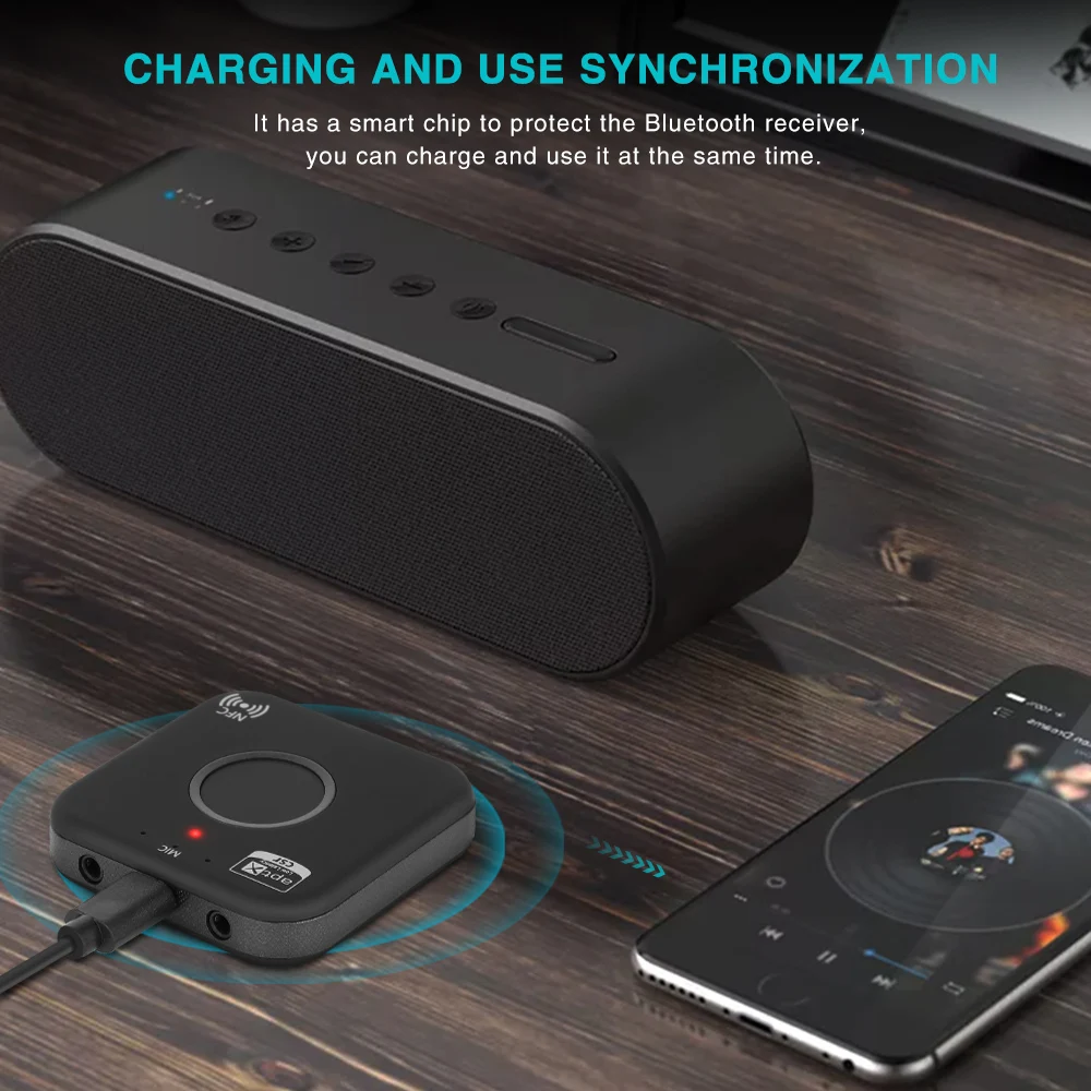 Bluetooth 4,2 приемник APTX NFC HIFI 3,5 мм AUX/2 RCA адаптер для автомобильных наушников динамик стерео беспроводной аудио приемник с микрофоном