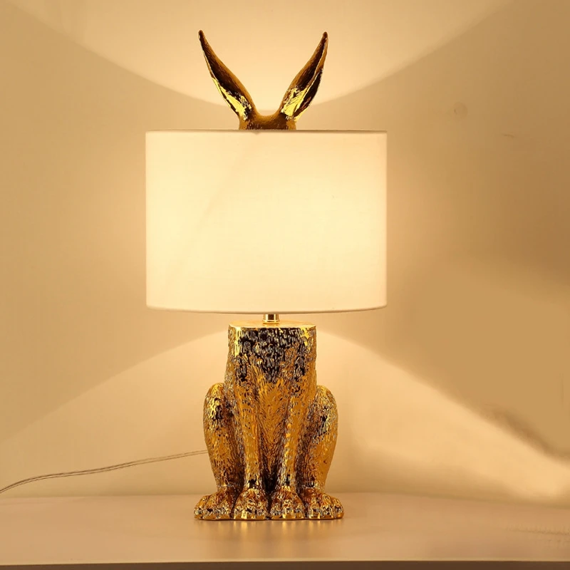 Simple Modern Rabbit Resin Table Lamps Study Bedroom Living Room Creative Light Decorate Home Lighting Birthday Friends Gift (4)