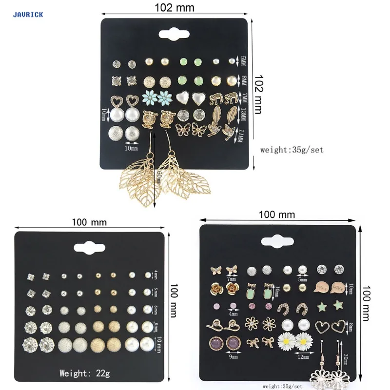 

JAVRICK 20Pairs Assorted Enamel Stud Earrings Set Fashion Simulated Pearl Jewelry Unisex Hot