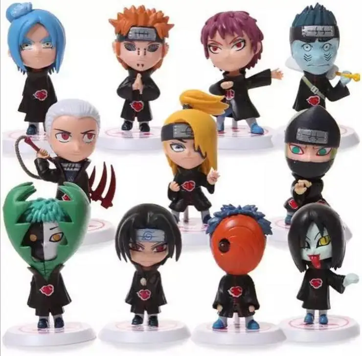 

11pcs/set 8cm Japanese Anime Naruto Akatsuki Sasuke Sakura Uchiha Madara Orochimaru Figurine 2.6'' Action Figure Toys Model Toy