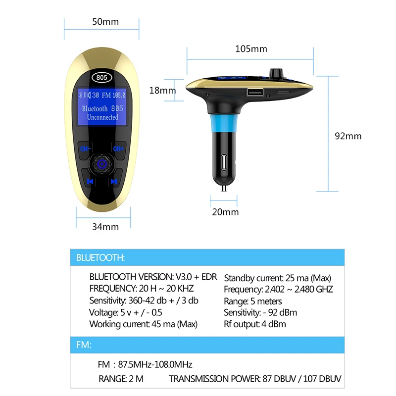 JINSERTA 6-в-1 хэндс-фри Беспроводной Bluetooth FM передатчик модулятор Автомобильный MP3-плеер с разъемом подачи внешнего сигнала AUX TF/SD слот для карт памяти USB Зарядное устройство