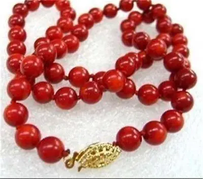 

FREE SHIPPINGLONG 36" 7-7.5mm Natural Japan Red Coral Round Beads 14KGP GP Clasp Necklace /a069
