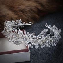 Hechos a mano Rhinestone cristalino de la novia del pelo accesorios nupciales cabeza de plata de la joyería Head piezas diademas Vintage hoja Tiara