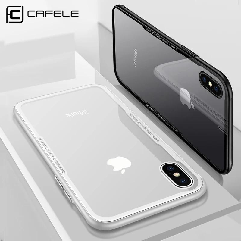 CAFELE الأصلي حقيبة لهاتف أي فون Xr Xs ماكس لينة TPU حافة الزجاج المقسى رقيقة جدا شفافة الزجاج الغطاء الخلفي لفون Xs xr