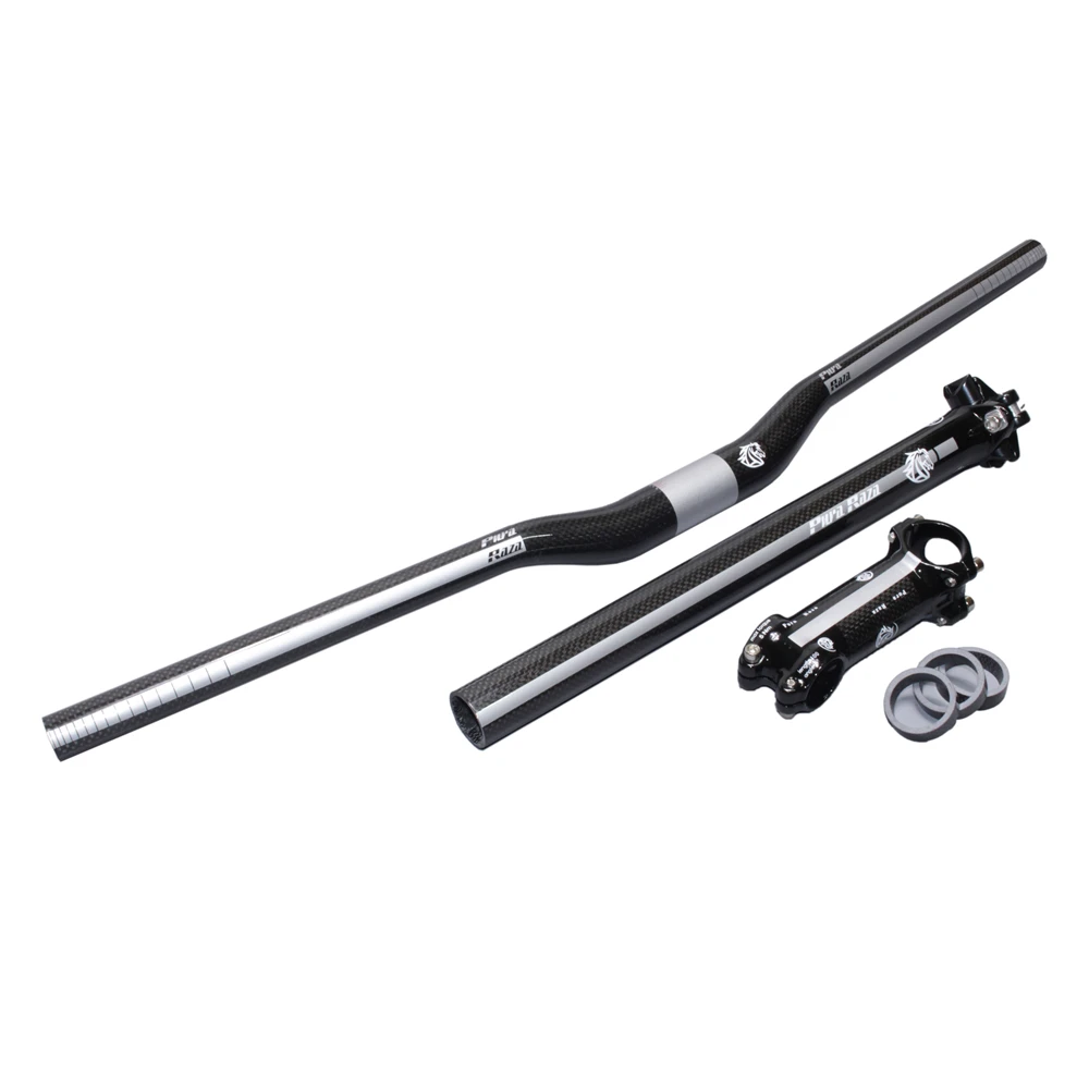 EC90 Lightweight Carbon Fiber MTB Bicycle RiserFlat Handlebar+Bike Seatpost+Stem RoadMountain Bike Cycling Parts Gray (5)
