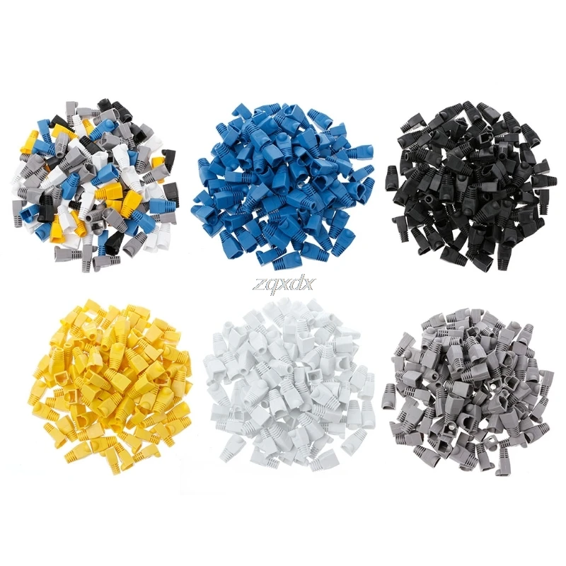 100Pcs/Lot Network Jack Plug RJ45 Connector Relief Boot Caps For Cat5 Cat6 Cable Whosale&Dropship